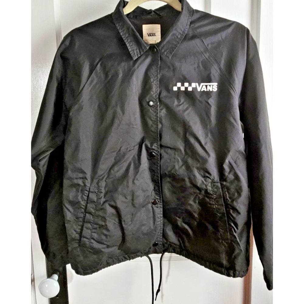 Vans‎ unisex Sz S snap buttoned 100% Nylon windbreaker w/drawstring fleece lined